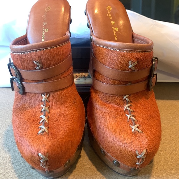Diego di Lucca made in Brazil cowhide beautiful clogs rhinestones on buckle - Picture 12 of 16